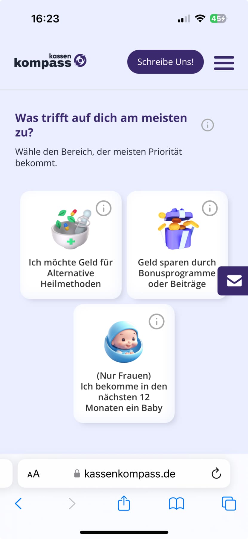 So sieht die App von KassenKompass aus.